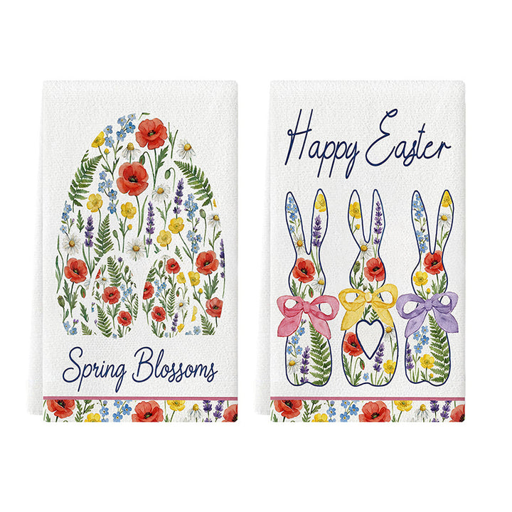 Decorative Cotton Kitchen Tea Towel with Farmhouse Bunny Print