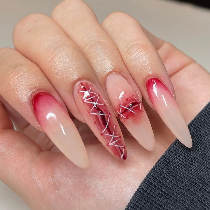 Artful Nail Extensions in Elegant Ombre Style with Art Motif Bowlift