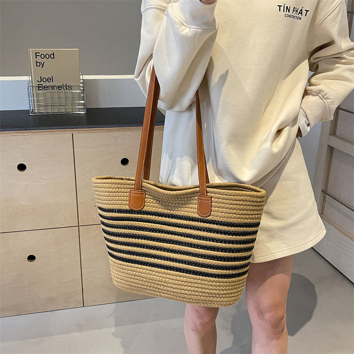 Stylish Striped Beach Tote Bowlift