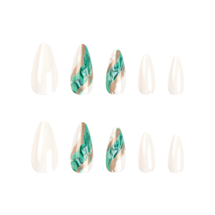 Artful Nail Extensions with Elegant Marbled Design Bowlift