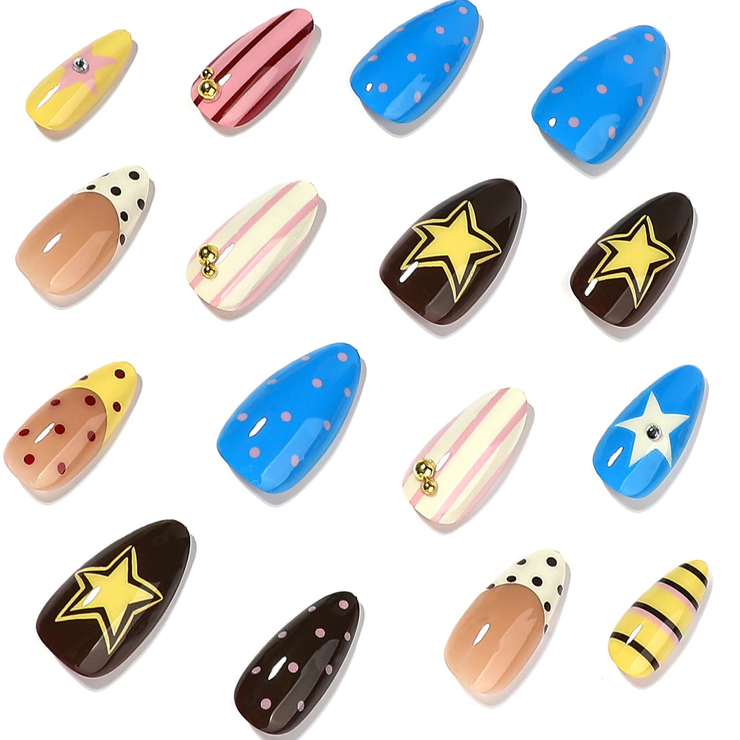 Creative artificial nails with playful patterns Bowlift