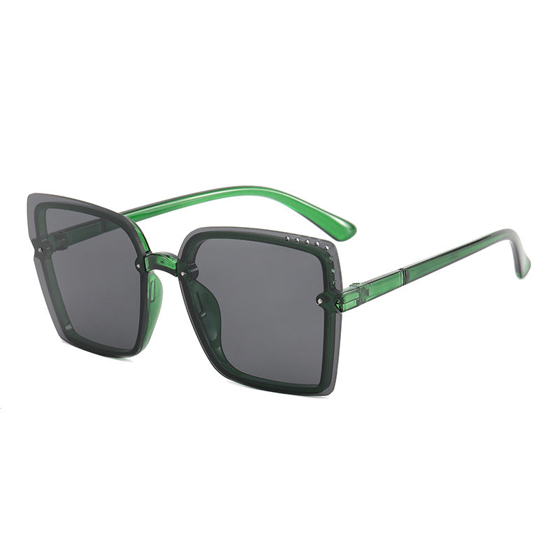 Ladies Square Sunglasses with Sparkling Frame Accents Bowlift