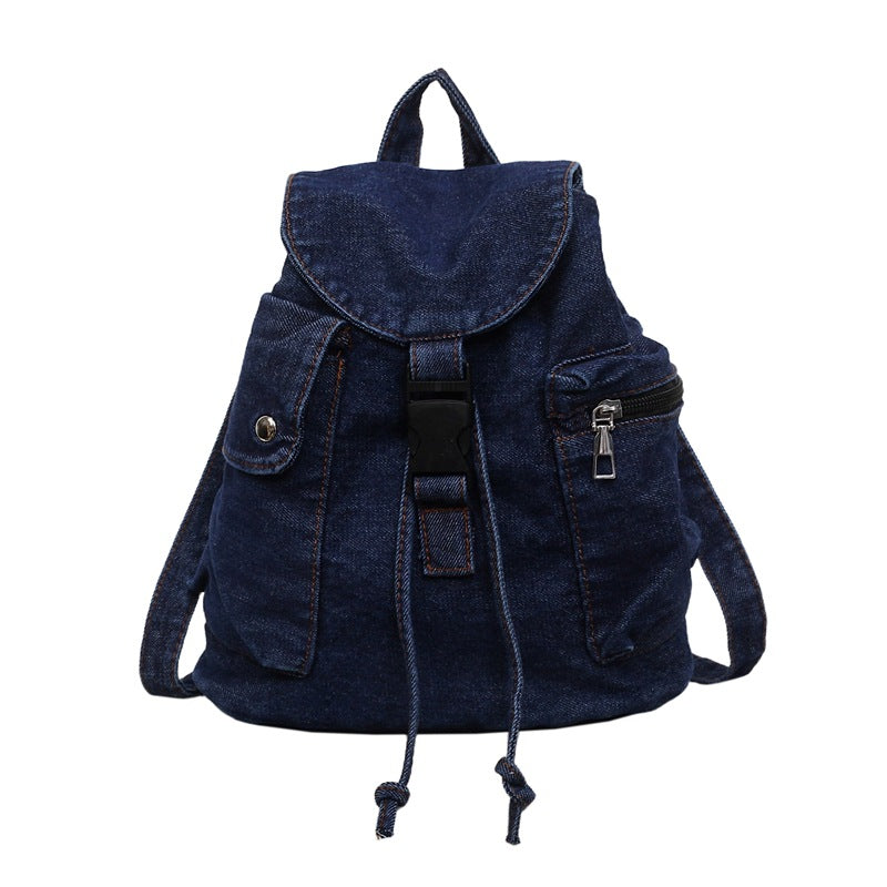 Casual Denim Drawstring Backpack Bowlift