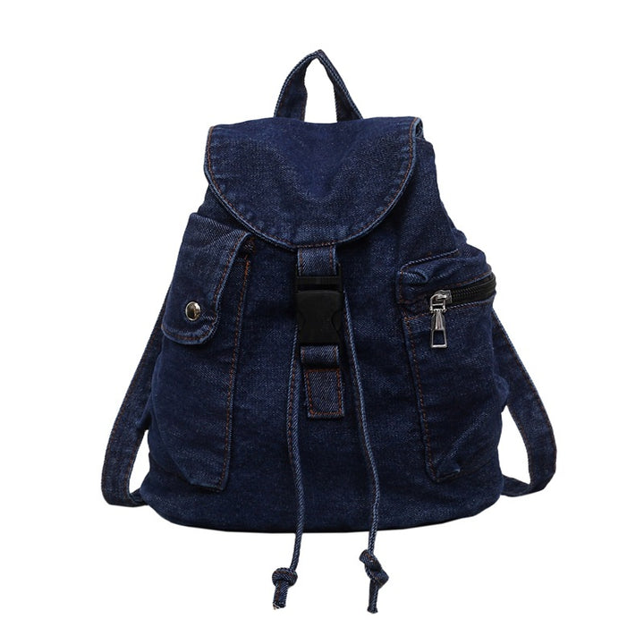 Casual Denim Drawstring Backpack Bowlift
