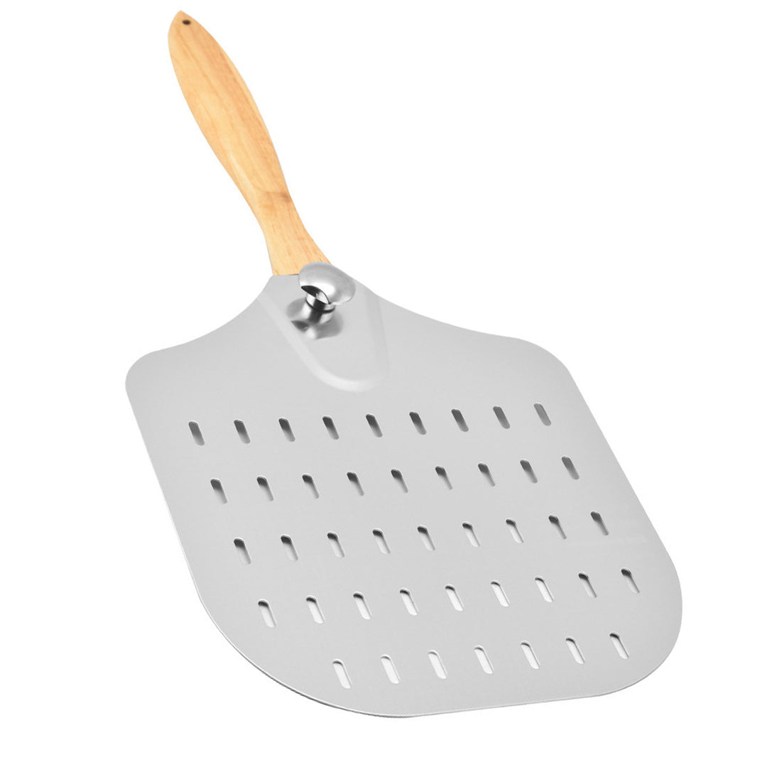 large stainless steel pizza peel with wooden handle Bowlift