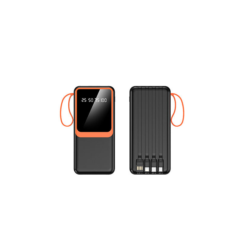 Portable power bank with digital charging display and integrated cable Bowlift