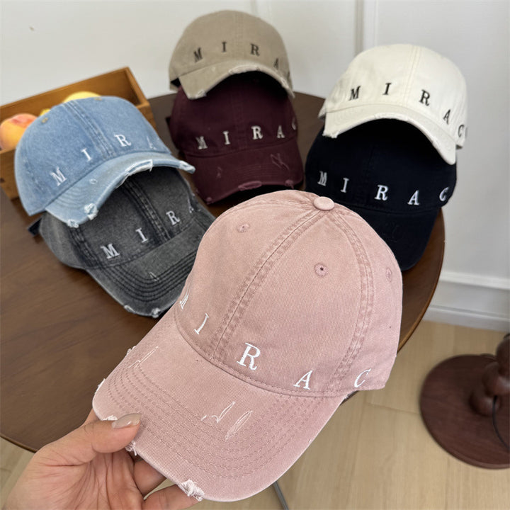 Women's Distressed Denim Baseball Cap Bowlift
