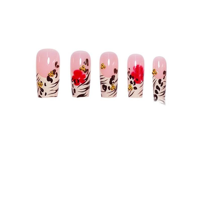 Floral and Animal Print Press-On Nail Art Bowlift