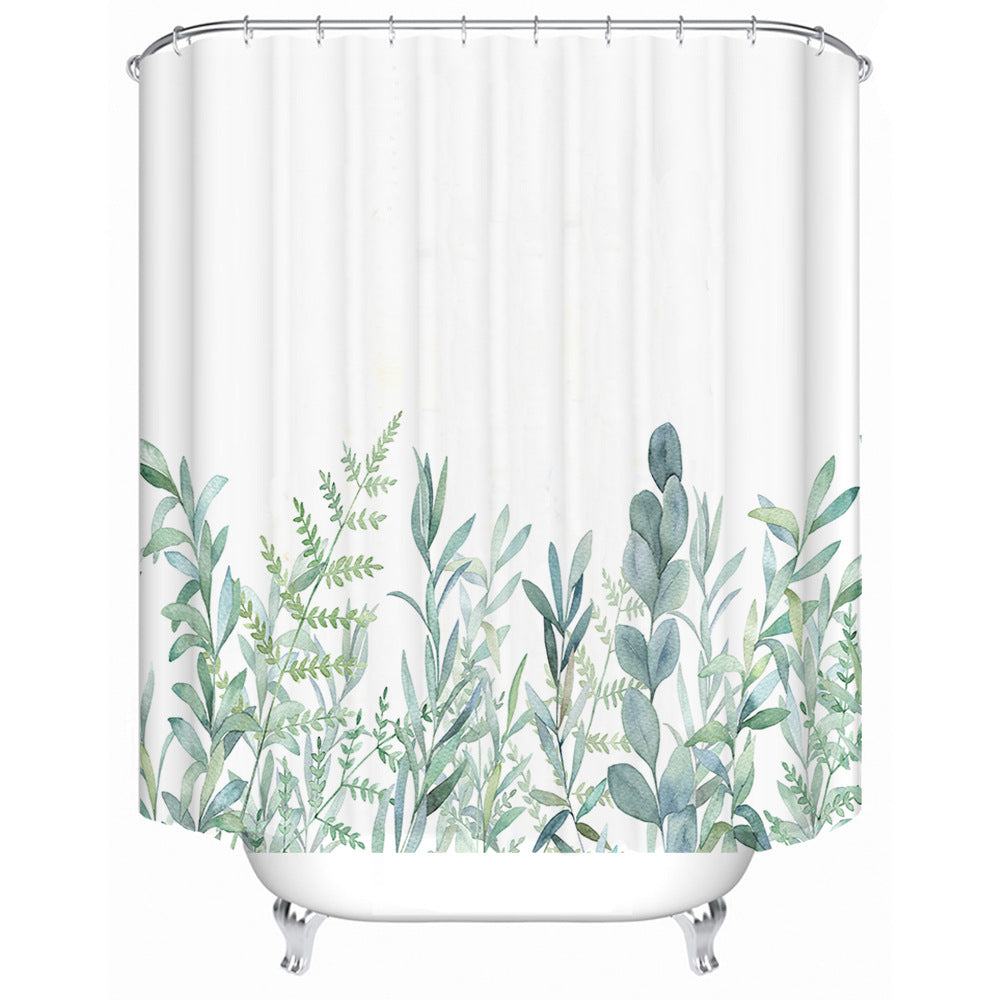 Botanical Leaf Pattern Shower Curtain Bowlift