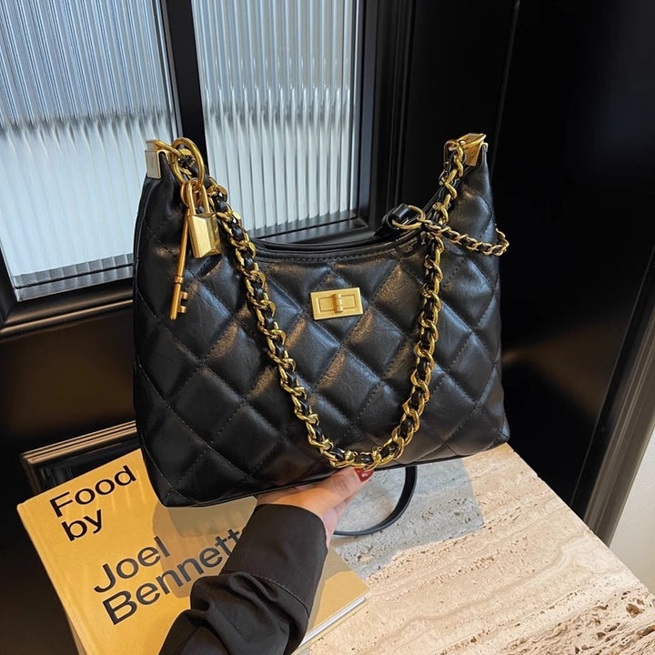 Quilted Chain-Detail Shoulder Bag Bowlift