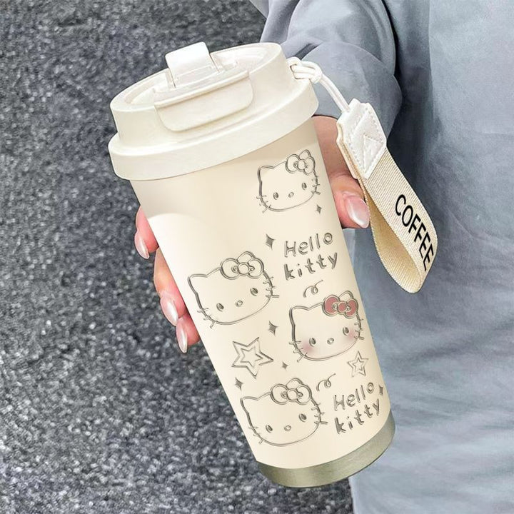 Women's insulated mug with practical carrying handle and charming Hello Kitty design Bowlift