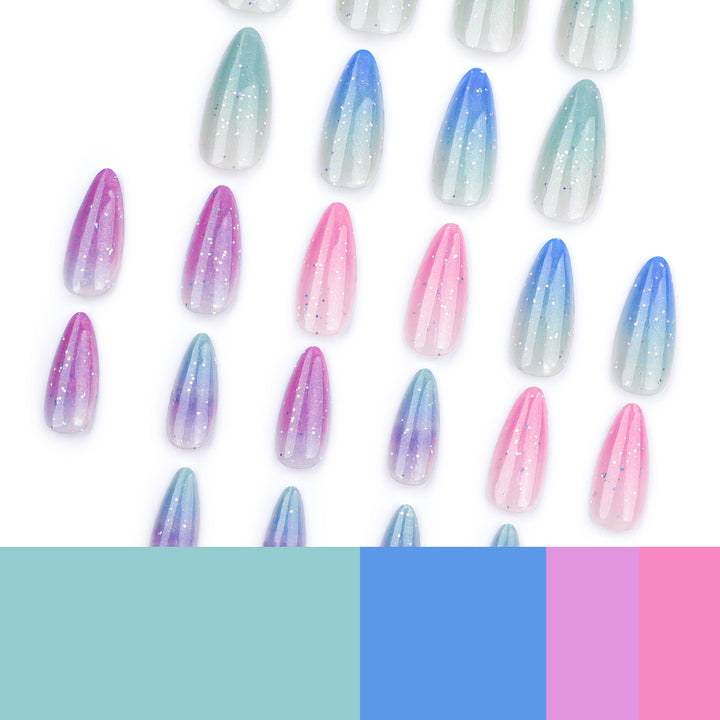 Artful Nail Extensions with Glitter Gradients Bowlift