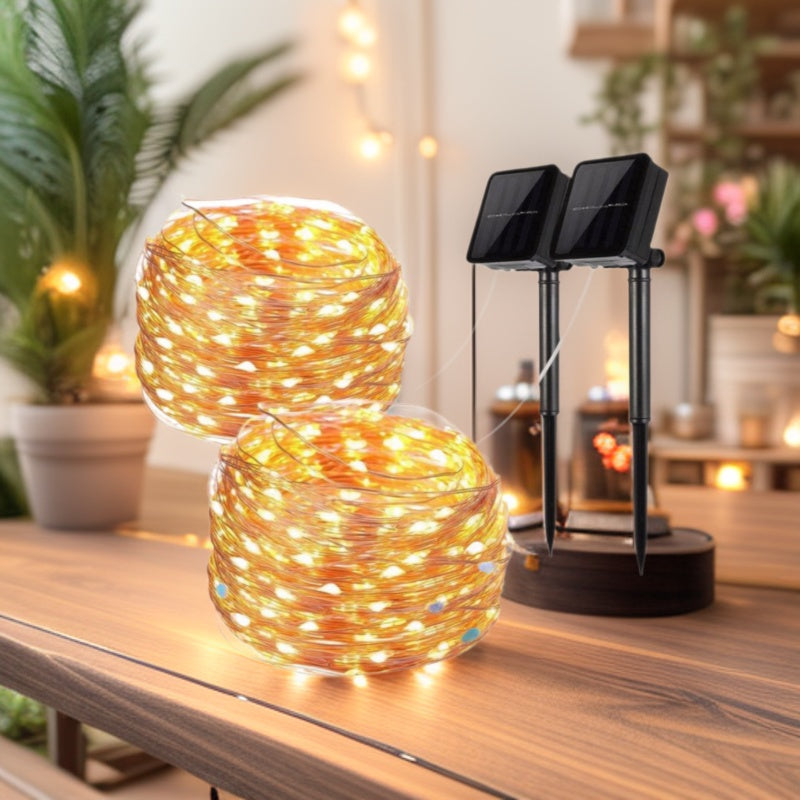 Outdoor Solar Copper Wire Fairy String Lights With Rechargeable Battery Box And Ground Stake Bowlift