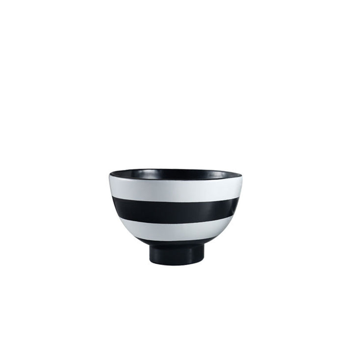 Decorative Serving Bowl with Modern Stripe Design