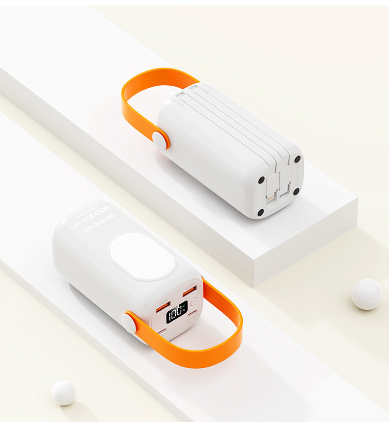Portable power bank with integrated carrying handle and digital charging indicator Bowlift