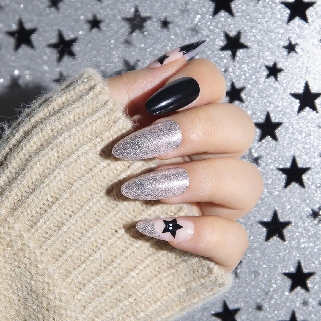 Glamorous Glittery Stiletto Press-On Nails Bowlift