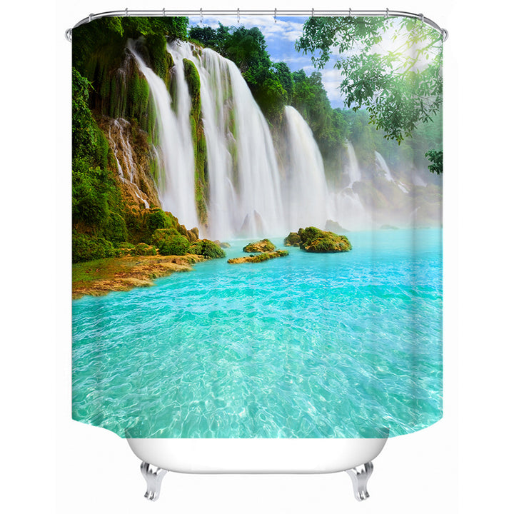 Scenic Waterfall Print Shower Curtain Bowlift