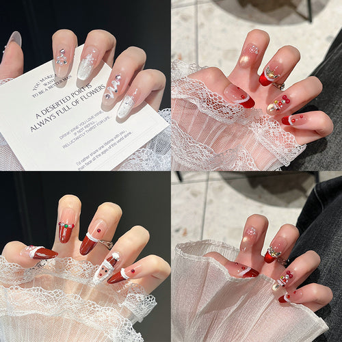 Festive Character-Themed Press-On Nail Art Bowlift