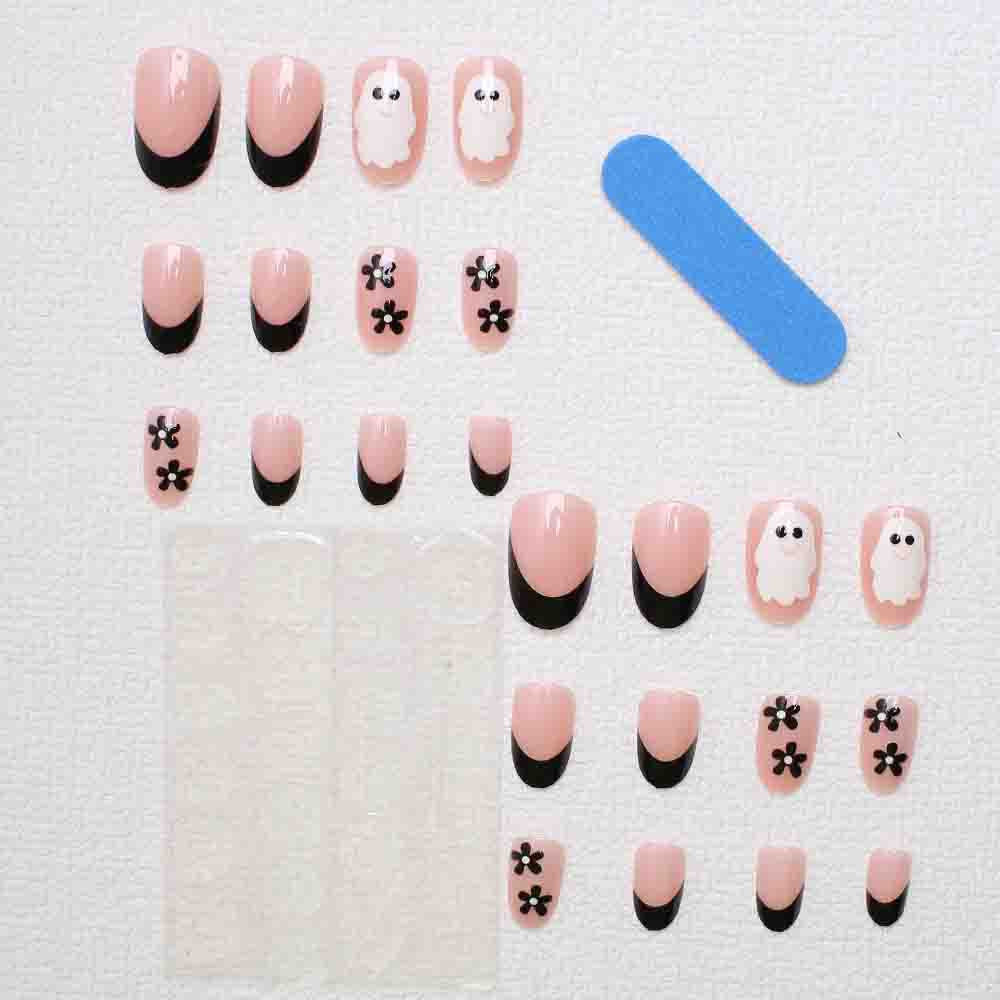 Artistic Halloween-Themed Press-On Nail Art Bowlift
