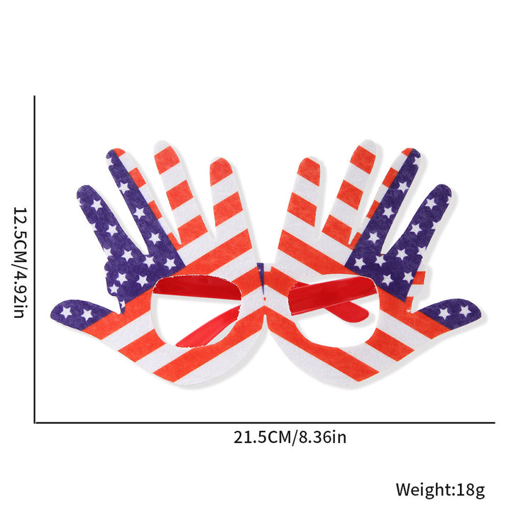Unisex nan novelty hand-shaped patriotic party eye glasses with finger-frame design Bowlift