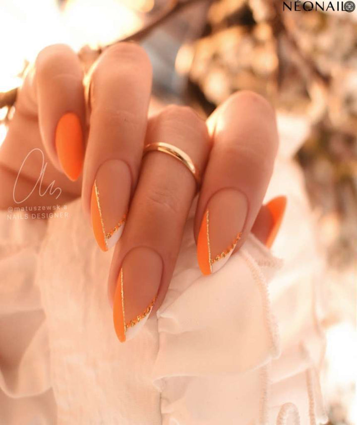 Nail set with elegant matte finish and golden accents Bowlift