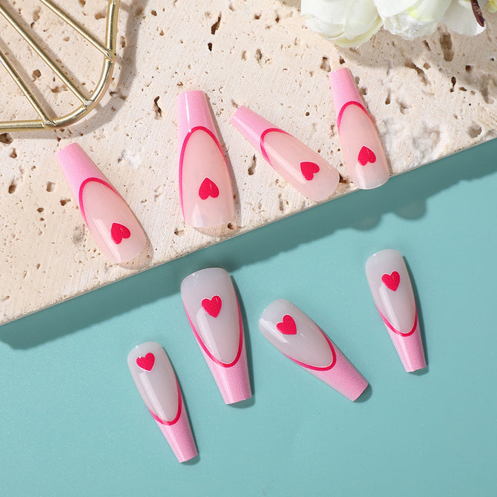 Artificial nails with romantic heart design Bowlift