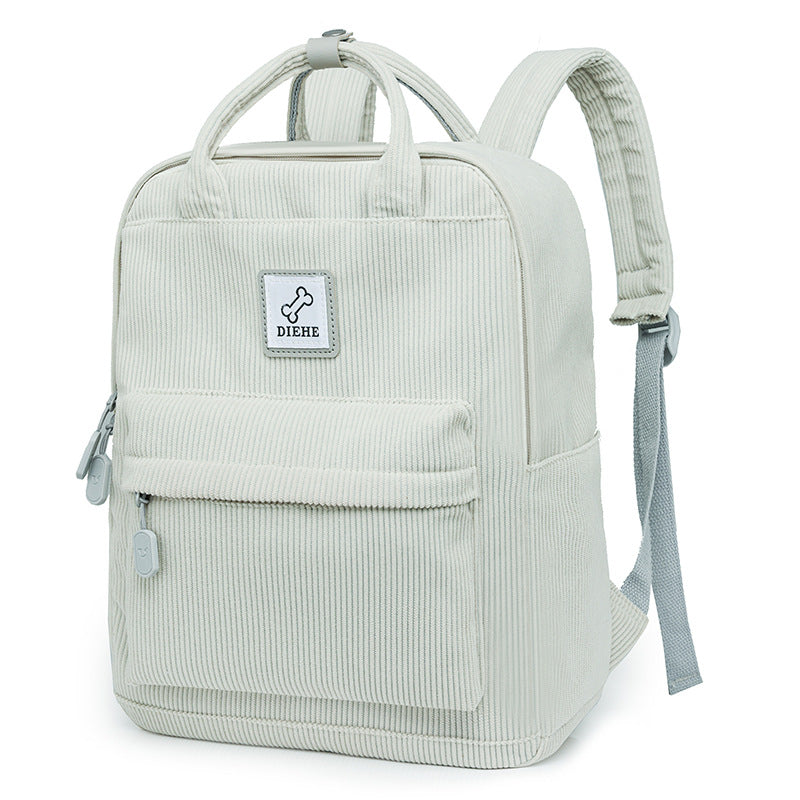 Corduroy Textured Laptop School Backpack Bowlift