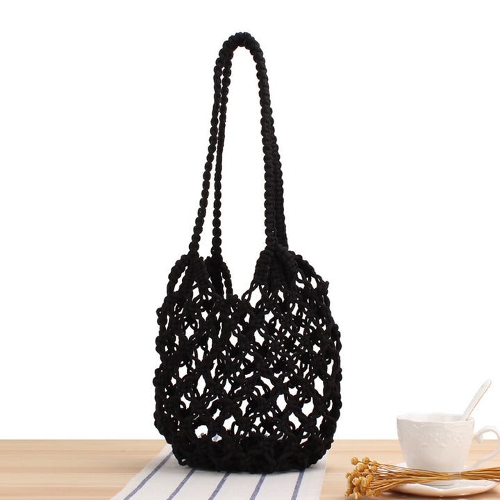Handbag Made of Hand-Knotted Natural Material with Airy Structure Bowlift