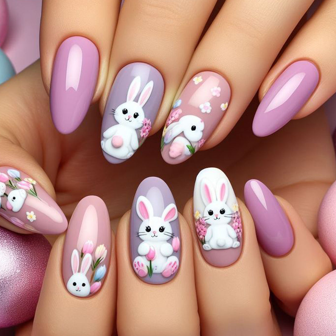 Whimsical Bunny-Themed Nail Art Extensions Bowlift