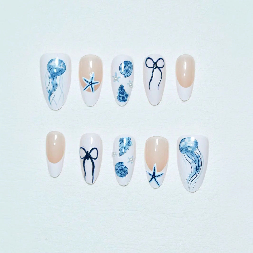 Artistic Jellyfish-Themed Press-On Nails Bowlift