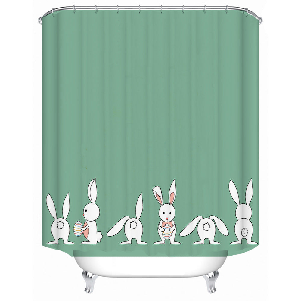 Whimsical Bunny Print Shower Curtain Bowlift