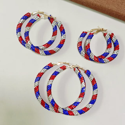 Ladies' large creoles with pavé rhinestone embellishment and clasp closure Bowlift