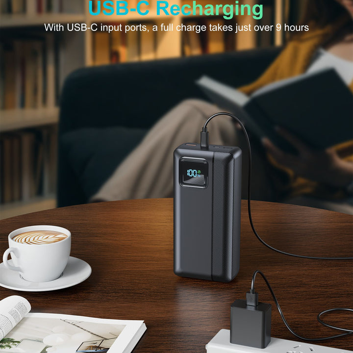 Powerbank with Integrated Charging Cables and Digital Display Bowlift