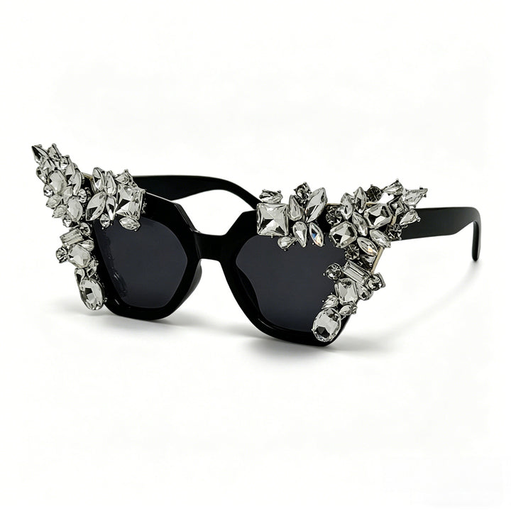 Ladies glamorous cat-eye sunglasses with extravagant crystal embellishments Bowlift
