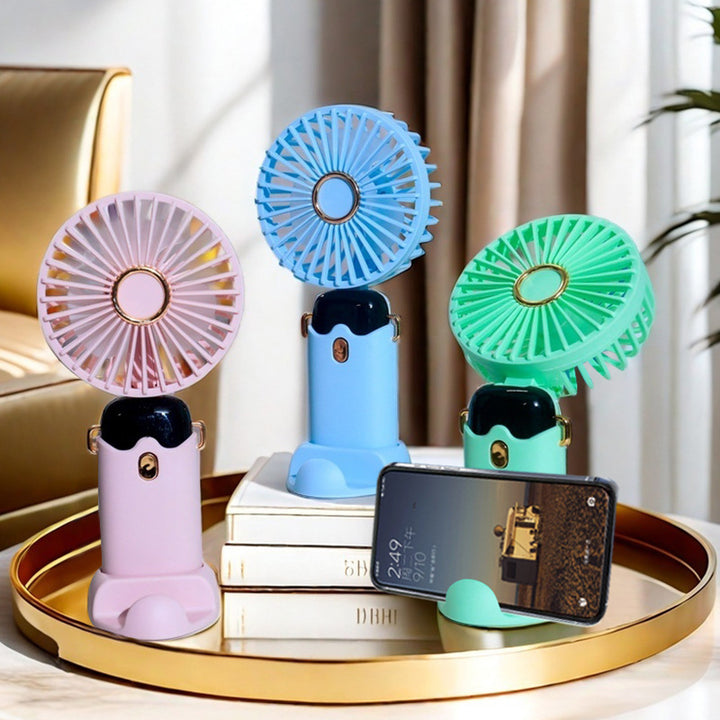 Women's Portable Mini Fan with Ergonomic Handle Design and Adjustable Tilt Bowlift