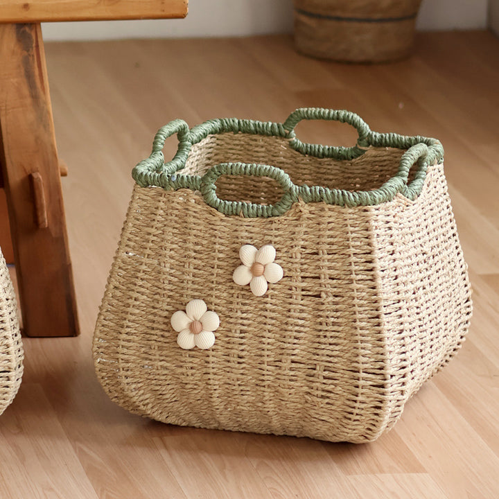 Stylish storage basket with flower appliqué Bowlift