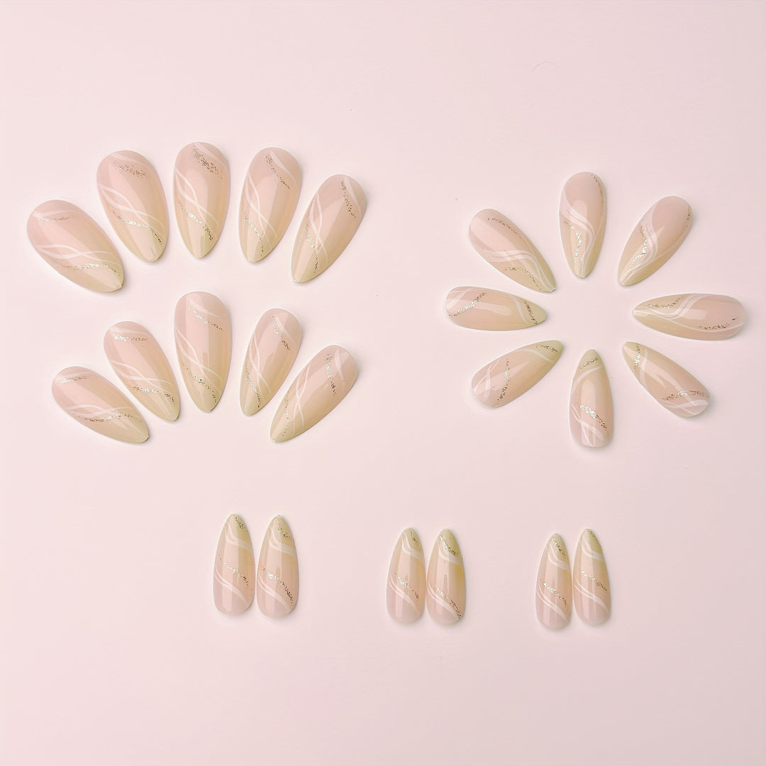 Elegant artificial nails with glitter accents Bowlift