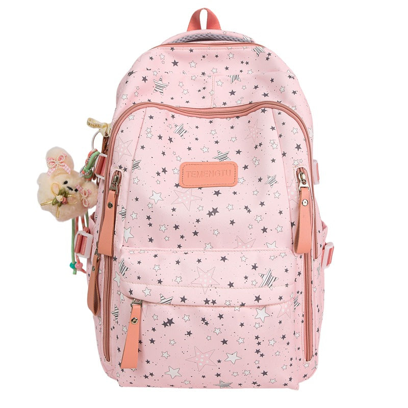Multi-Compartt Star-Printed Backpack Bowlift