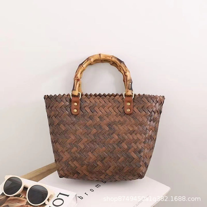 Handcrafted basket bag with bamboo handles Bowlift