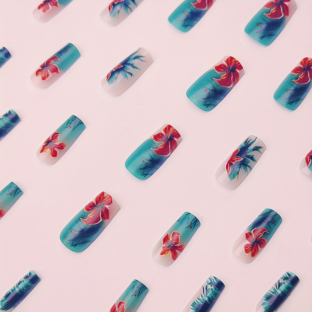 Creative Art Nails with Floral Hibiscus Design Bowlift