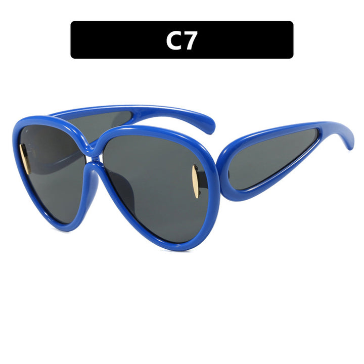 Women extravagant sunglasses in creative design Bowlift