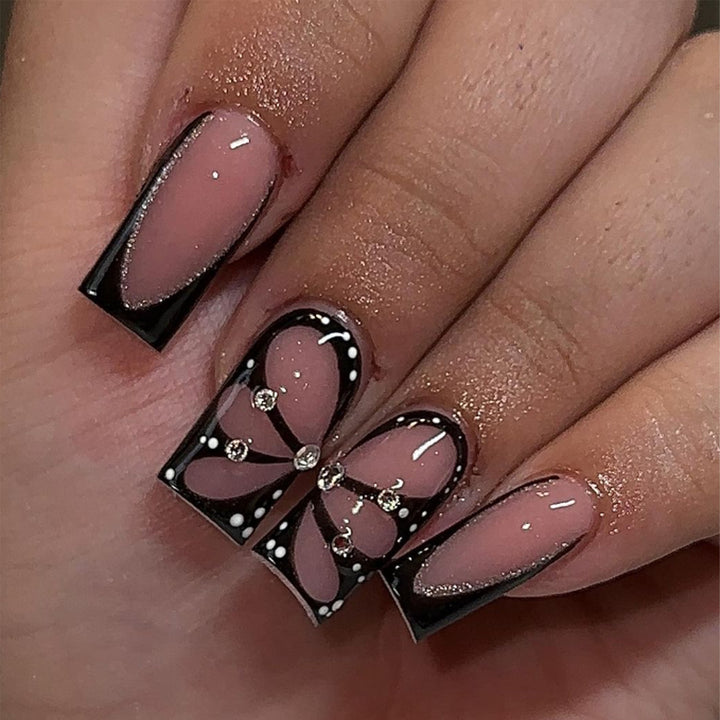 Ornate Butterfly-Inspired Acrylic Nail Extensions Bowlift