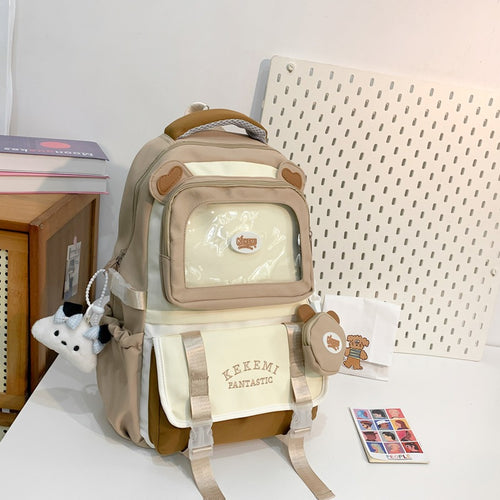 Cute Animal-Themed Multi-Pocket School Backpack
