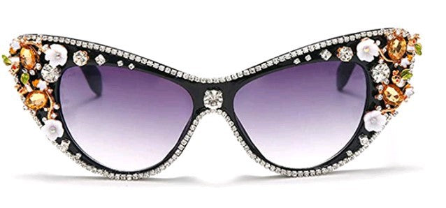Ladies Glamorous Cat-Eye Sunglasses with Sparkling Jewelry Elements Bowlift