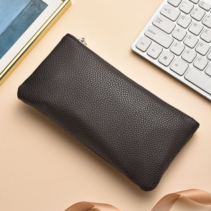 Textured Leather Zippered Pencil Case Bowlift