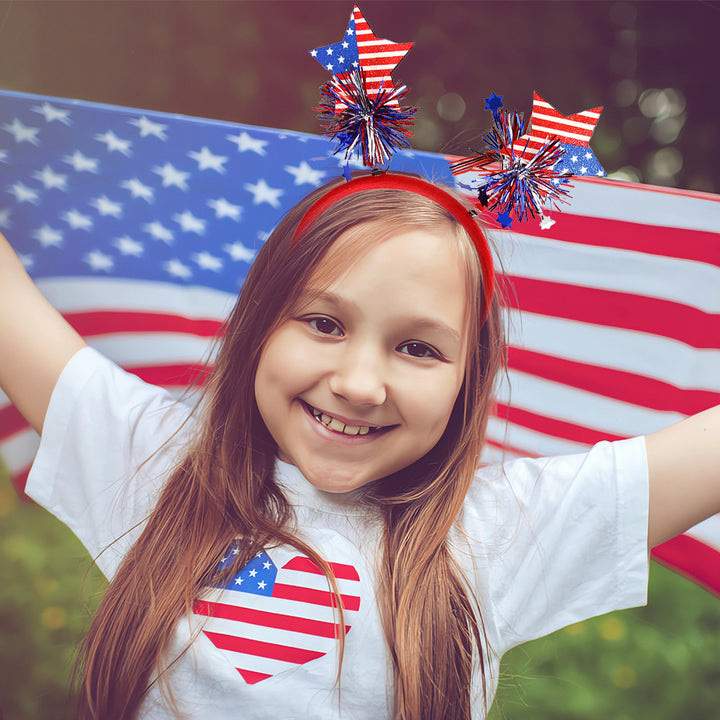 Unisex nan patriotic star antenna headband with ribbon streamers Bowlift