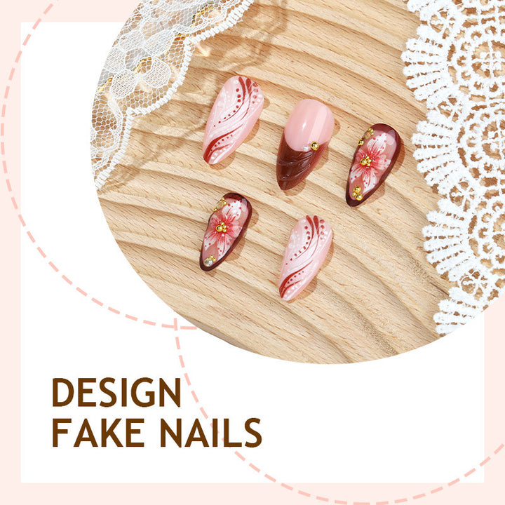 Creative Nail Art Set with Elegant Floral Accents Bowlift