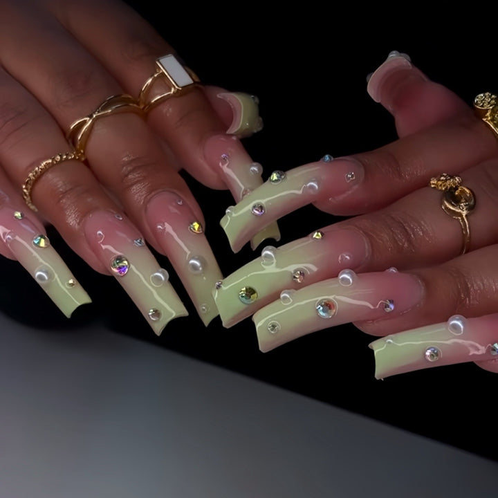 Artistic Long-Length Press-On Nail Art Bowlift