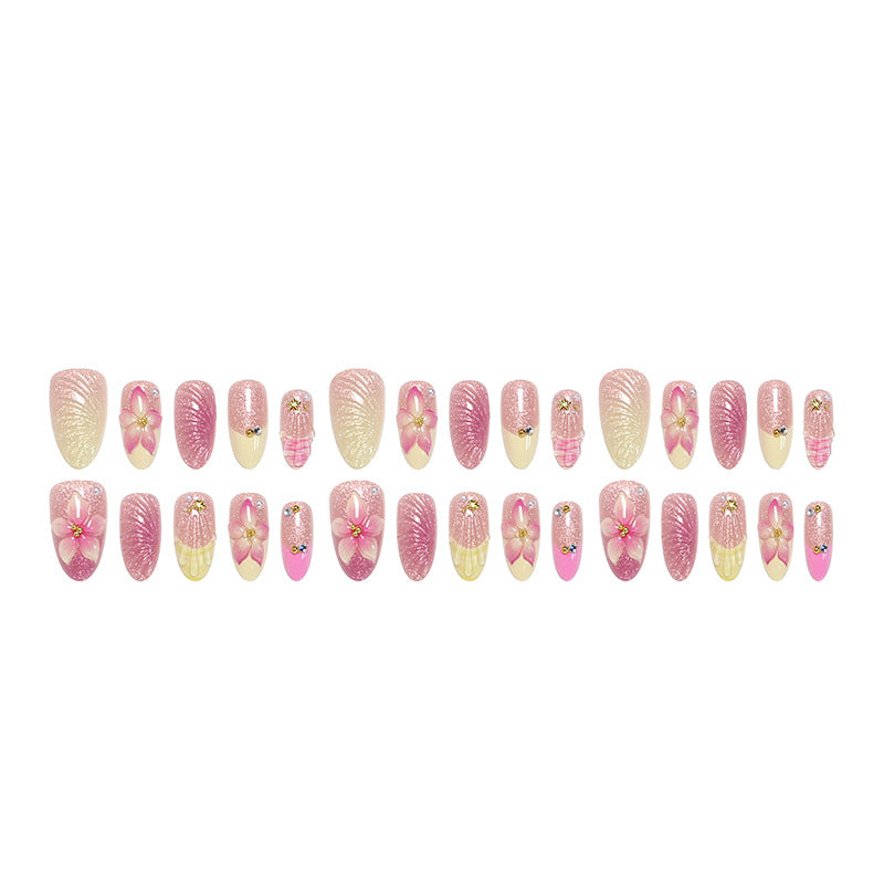 Art nail set with filigree flower decorations and glitter elements Bowlift