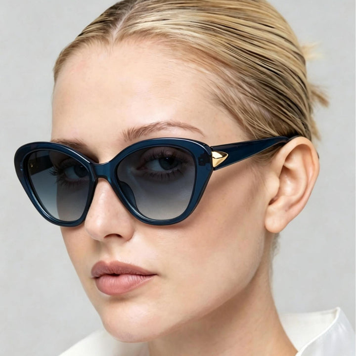 Stylish Cat-Eye Sunglasses with Elegant Gold Detail Bowlift